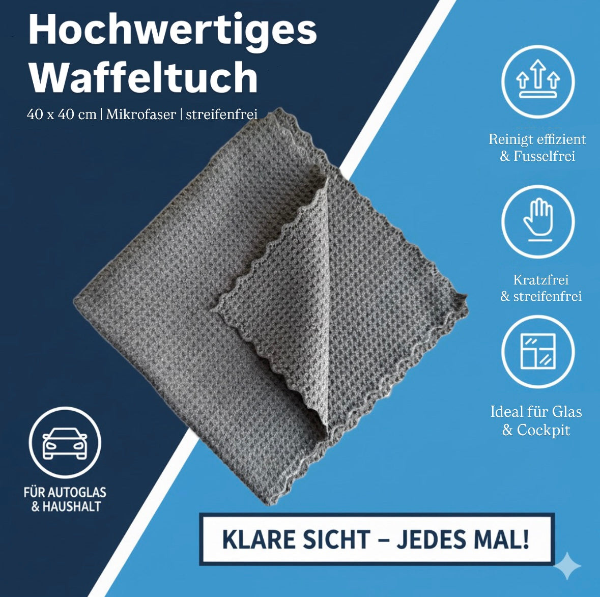 WaffleTech Glasreinigungstuch 3er Set