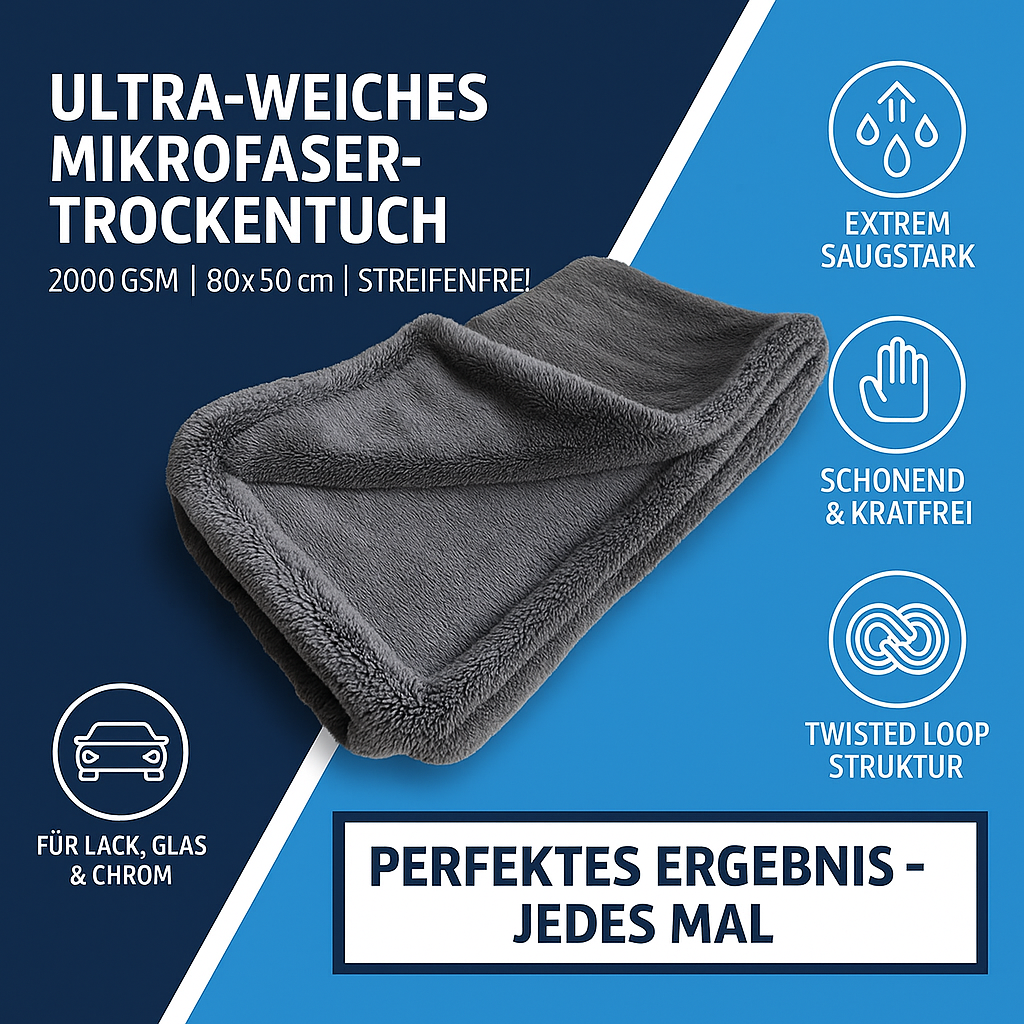Mikrofaser Trockentuch 2000 GSM für Auto